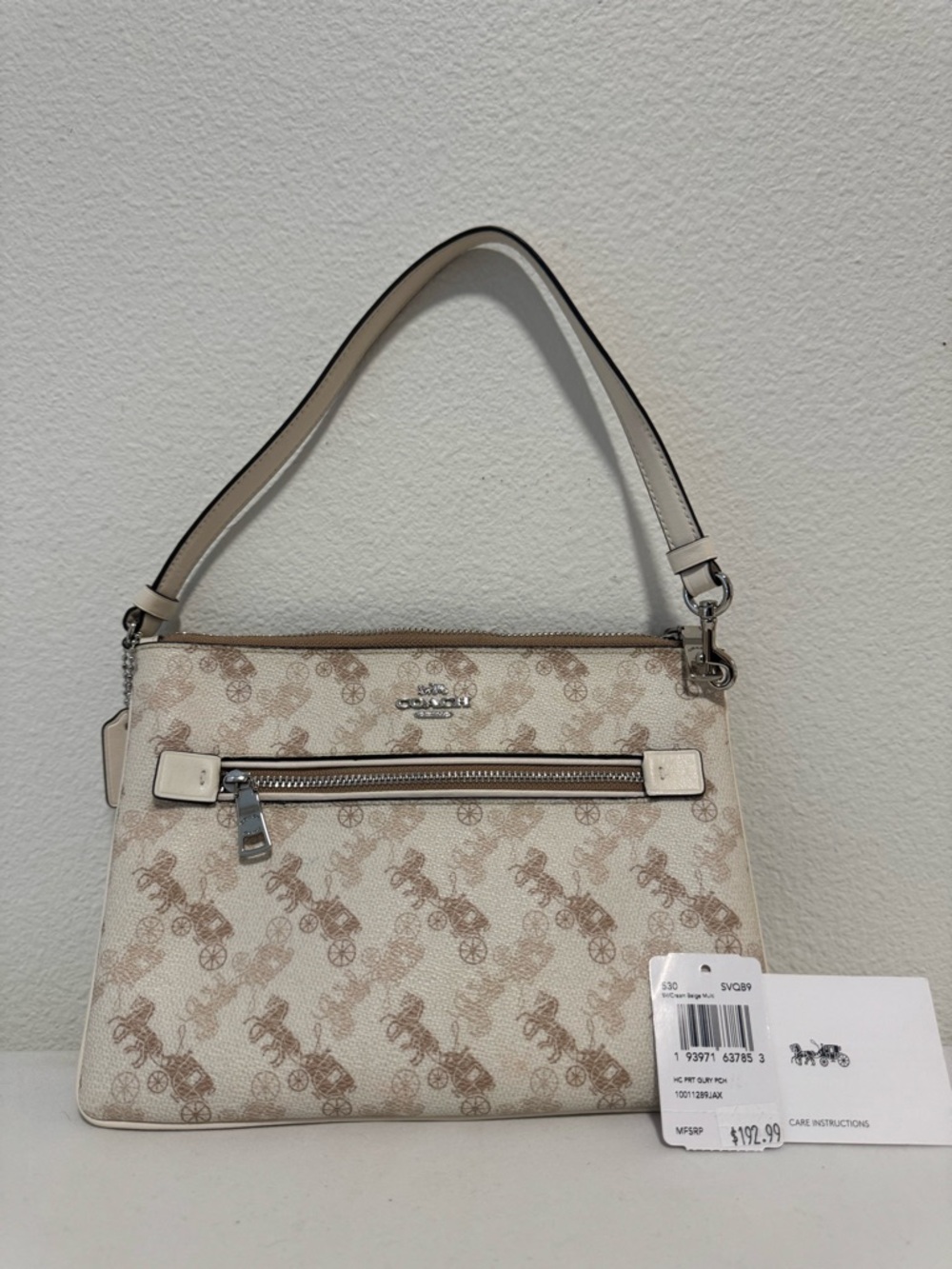 Coach Nolita 19 Horse & Carriage Print Canvas Shoulder Bag SV/Beige Multi